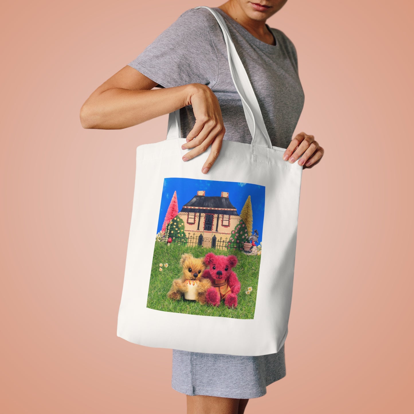 Cute Animal Print Cotton Tote Bag, Eco-Friendly Shopping Tote, Gift for Kids, Beach Bag, Fun Reusable Grocery Bags