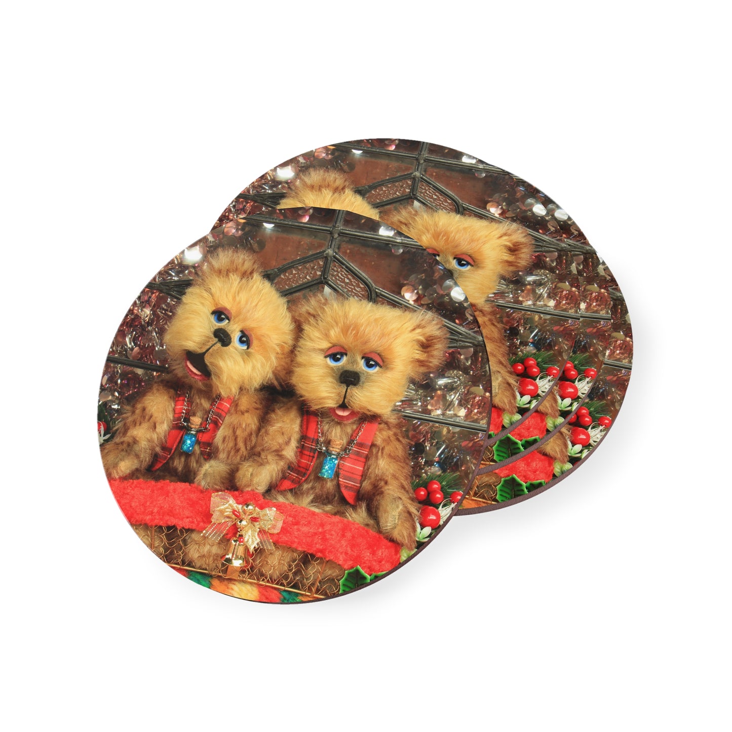 Festive Bear Coasters | Cute Home Decor | Holiday Drinkware | Animal Theme Decorations | Cozy Living Room Gift
