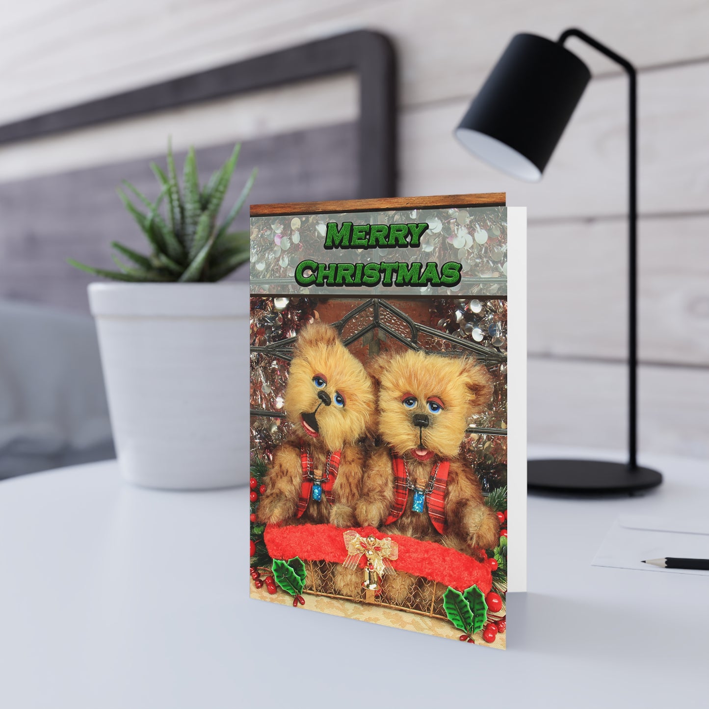 Merry Christmas Teddy Bear Greeting Cards, Cute Animal Cards, Birthday Wishes, Gift Cards, Kids Party Supplies