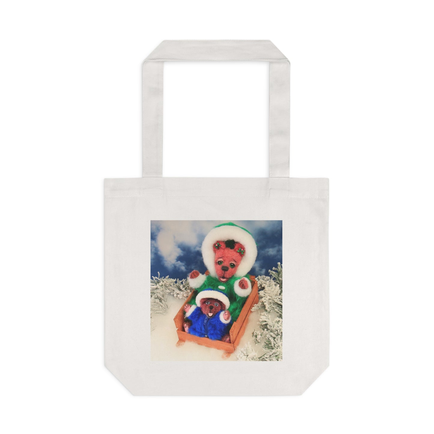Festive Cotton Tote Bag with Holiday Design, Christmas Gift Bag, Eco-Friendly Shopping Tote, Personalized Winter Tote, Family Photo Bag
