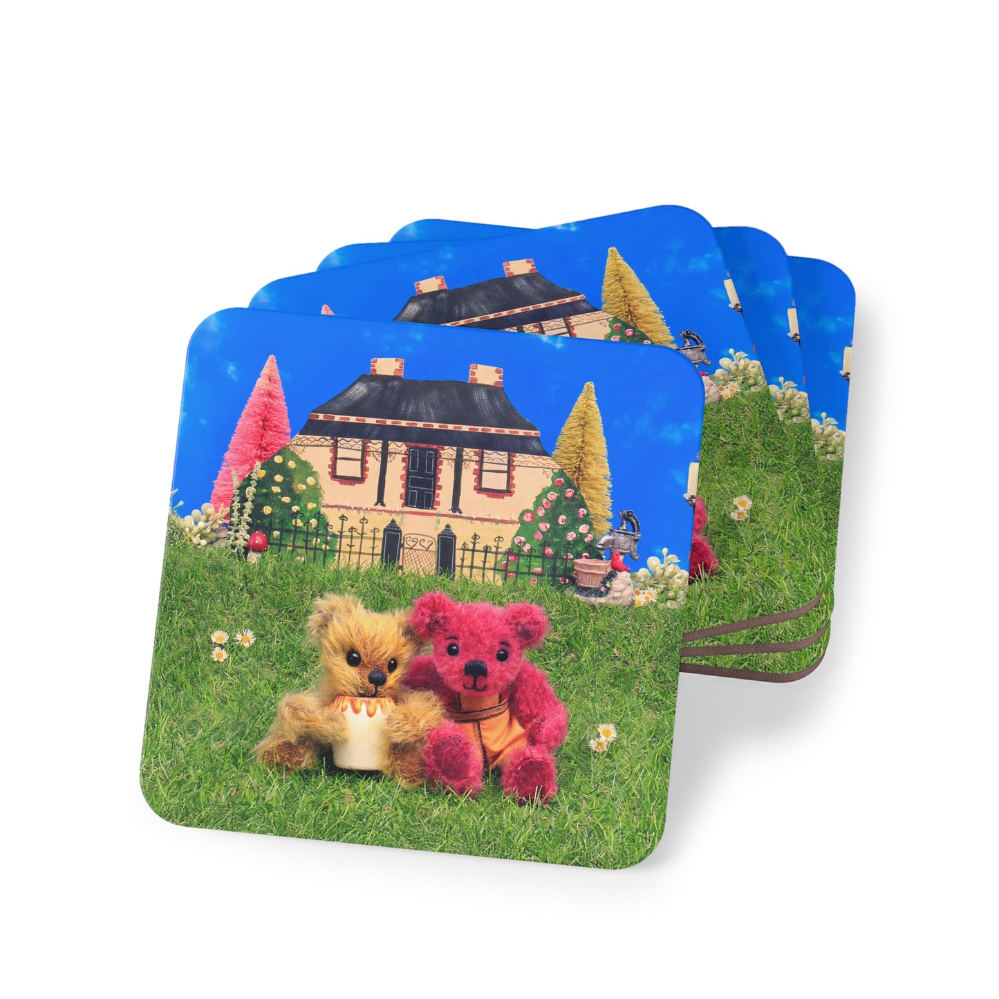 Charming Bear Coasters - Cozy Home Decor, Cute Animal Art, Ideal for Coffee Lovers, Gifts for Friends, Fun Kitchen Accessory