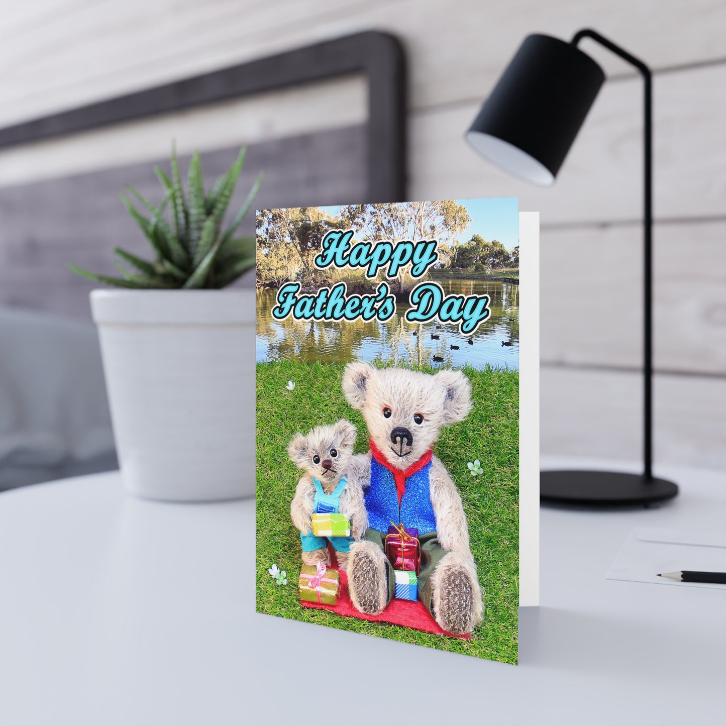 Happy Father's Day Teddy Bear Greeting Cards, Cute Animal Cards, Birthday Wishes, Gift Cards, Kids Party Supplies