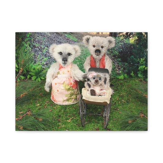 Whimsical Bear Art Canvas Print, Cute Home Decor, Summer Vibes, Child's Room Decoration, Gift for Animal Lovers