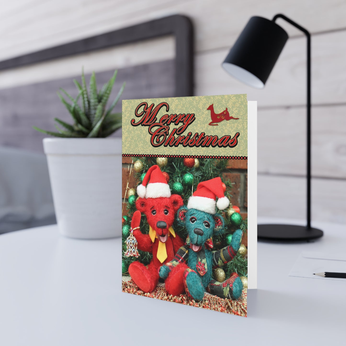 Merry Christmas Teddy Bear Greeting Cards, Cute Animal Cards, Birthday Wishes, Gift Cards, Kids Party Supplies