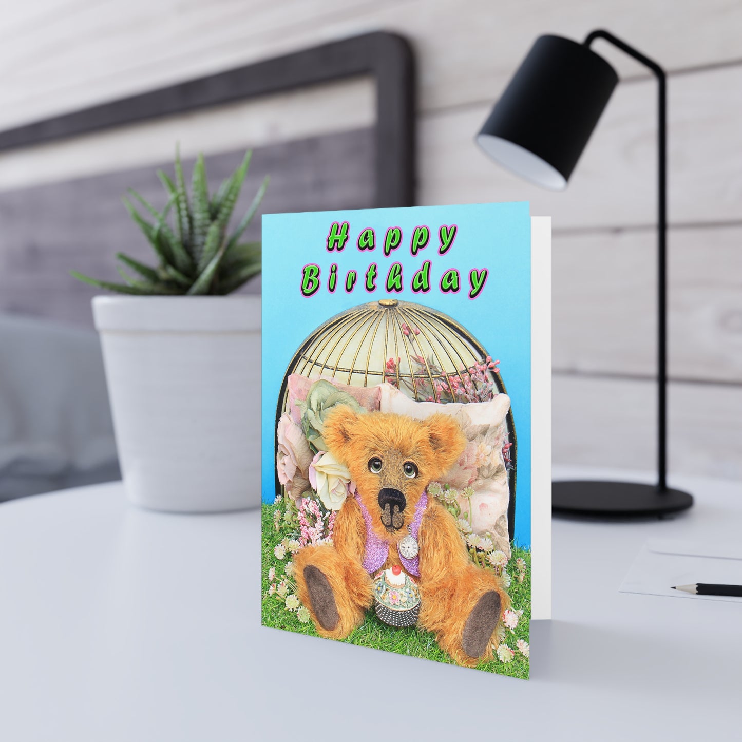 Happy Birthday Teddy Bear Greeting Cards, Cute Animal Cards, Birthday Wishes, Gift Cards, Kids Party Supplies