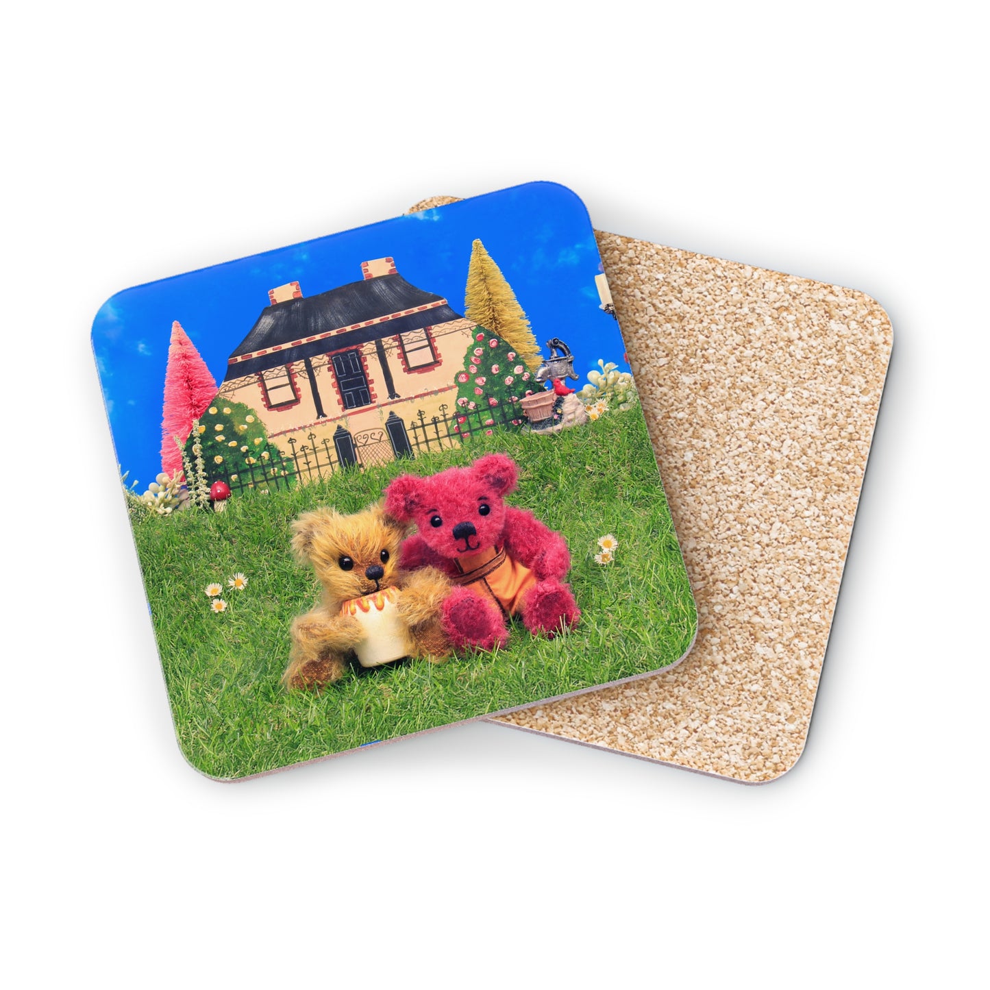 Charming Bear Coasters - Cozy Home Decor, Cute Animal Art, Ideal for Coffee Lovers, Gifts for Friends, Fun Kitchen Accessory