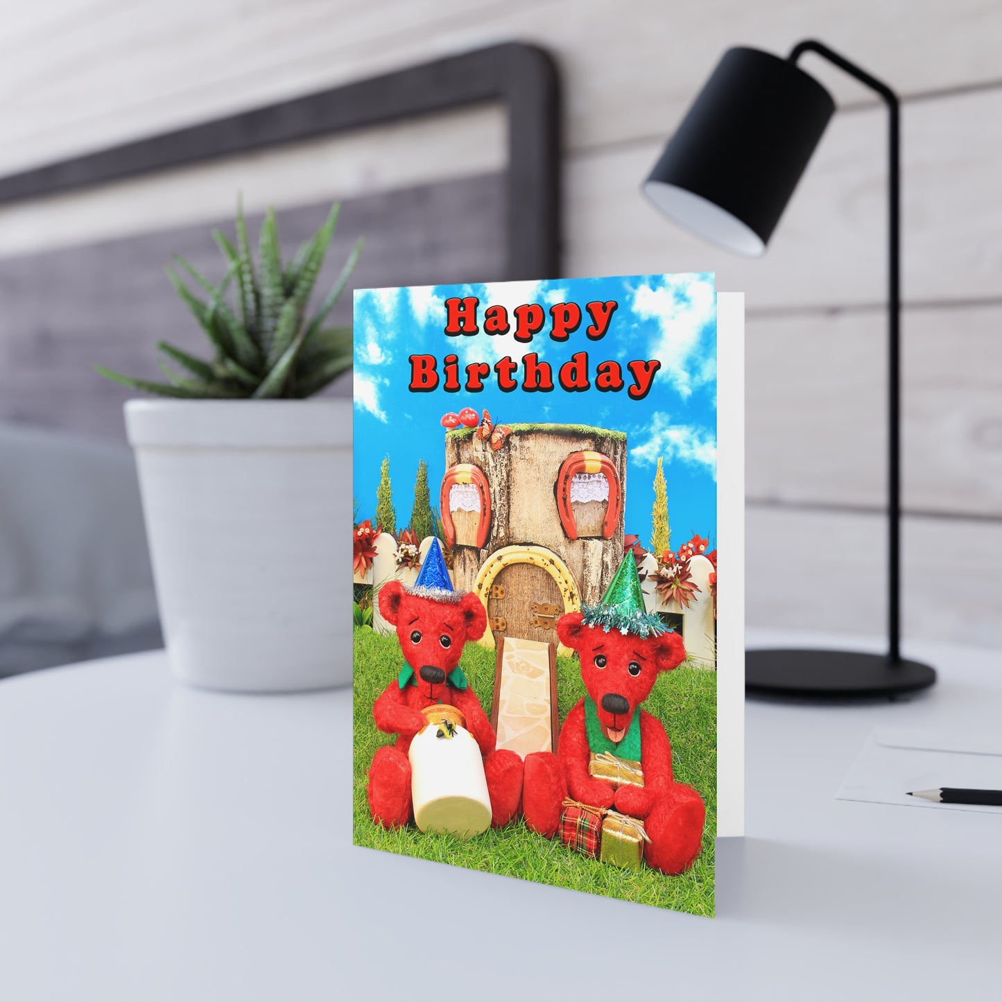 Happy Birthday Teddy Bear Greeting Cards, Cute Animal Cards, Birthday Wishes, Gift Cards, Kids Party Supplies