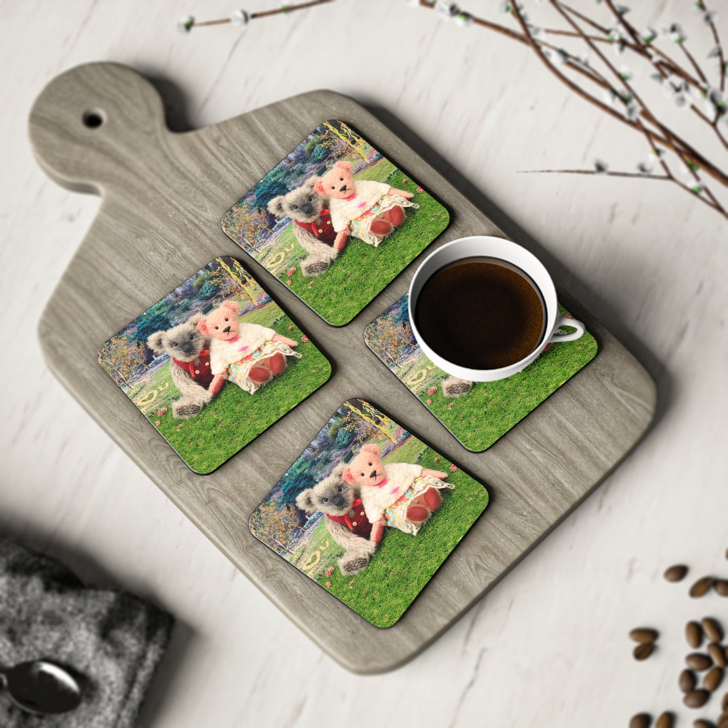 Adorable Animal Coasters | Cute Koala & Teddy Bear Design | Perfect for Gifts, Home Decor, Party Favor, Kids Room, and Collectors