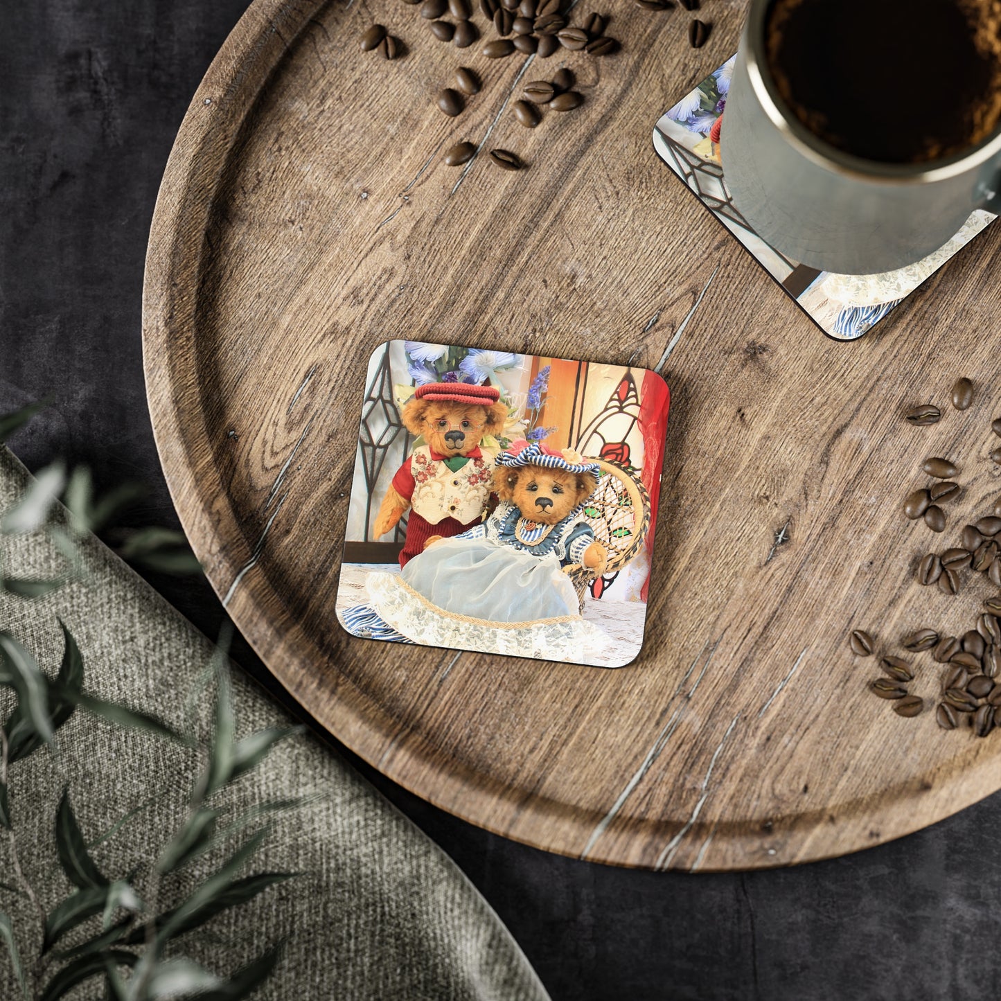 Charming Animal Coasters, Cute Bear Themed Drink Coasters, Home Bar Decor, Rustic Coaster Set, Unique Gifts for Animal Lovers