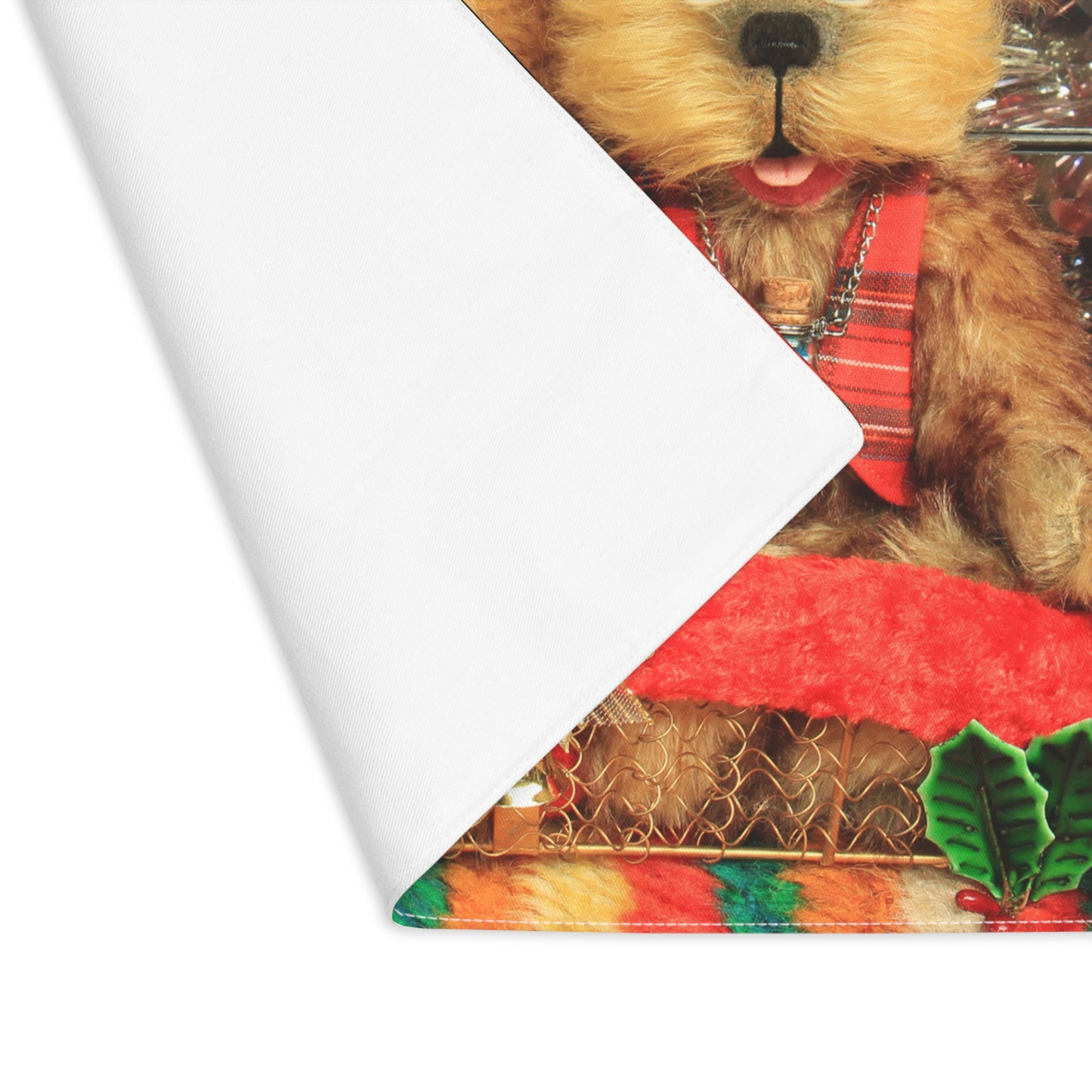 Premium Christmas Bears 100% Cotton Placemat, Holiday Home Decoration, Cute Animal Festive Gift