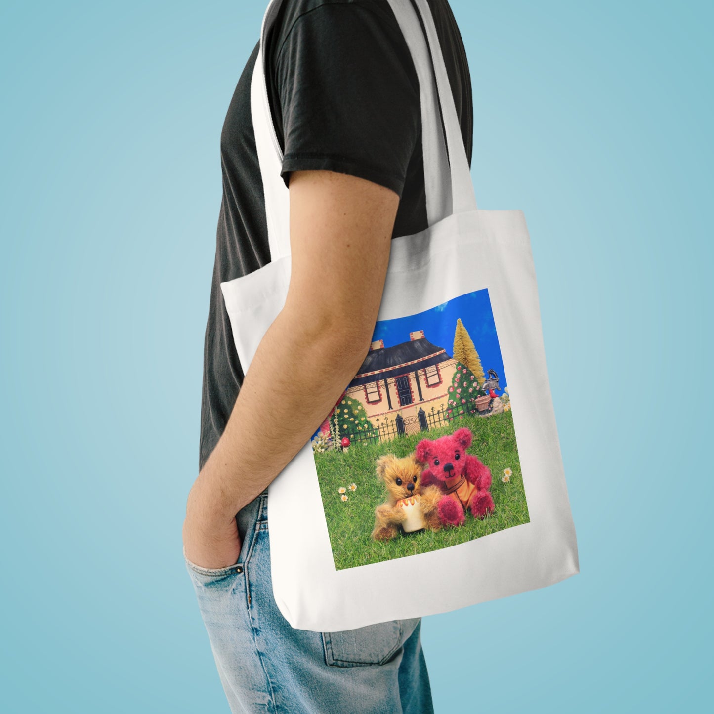 Cute Animal Print Cotton Tote Bag, Eco-Friendly Shopping Tote, Gift for Kids, Beach Bag, Fun Reusable Grocery Bags