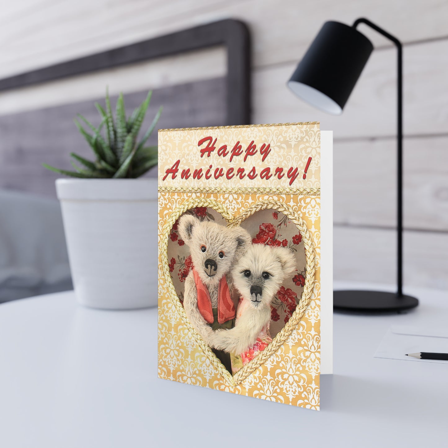 Happy Anniversary Teddy Bear Greeting Cards, Cute Animal Cards, Birthday Wishes, Gift Cards, Kids Party Supplies