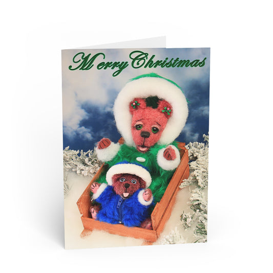 Merry Christmas Teddy Bear Greeting Cards, Cute Animal Cards, Birthday Wishes, Gift Cards, Kids Party Supplies