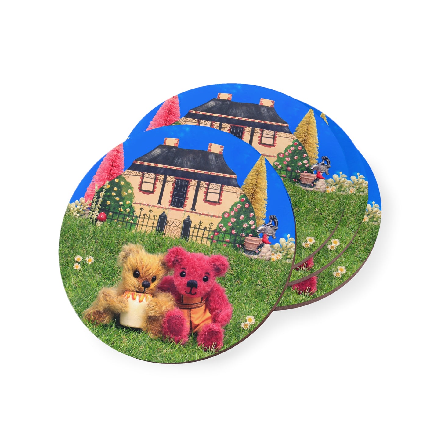 Charming Bear Coasters - Cozy Home Decor, Cute Animal Art, Ideal for Coffee Lovers, Gifts for Friends, Fun Kitchen Accessory