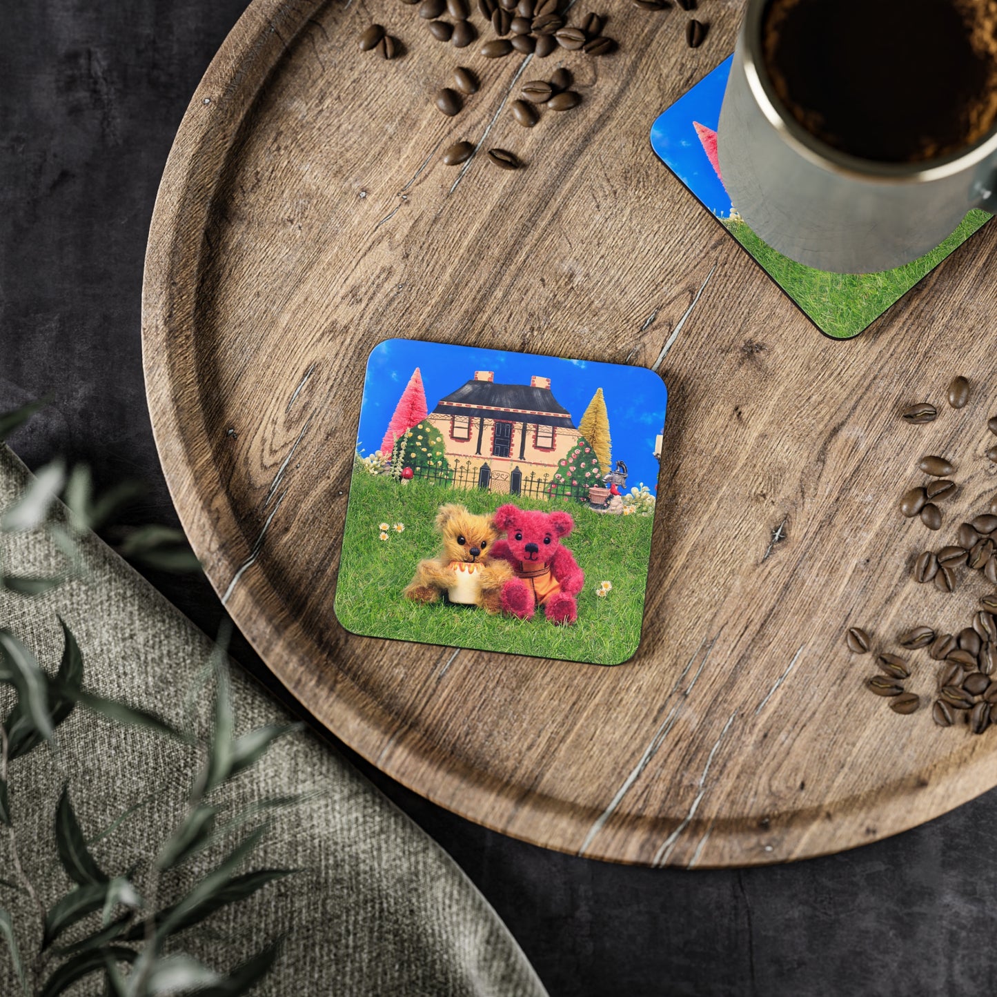 Charming Bear Coasters - Cozy Home Decor, Cute Animal Art, Ideal for Coffee Lovers, Gifts for Friends, Fun Kitchen Accessory
