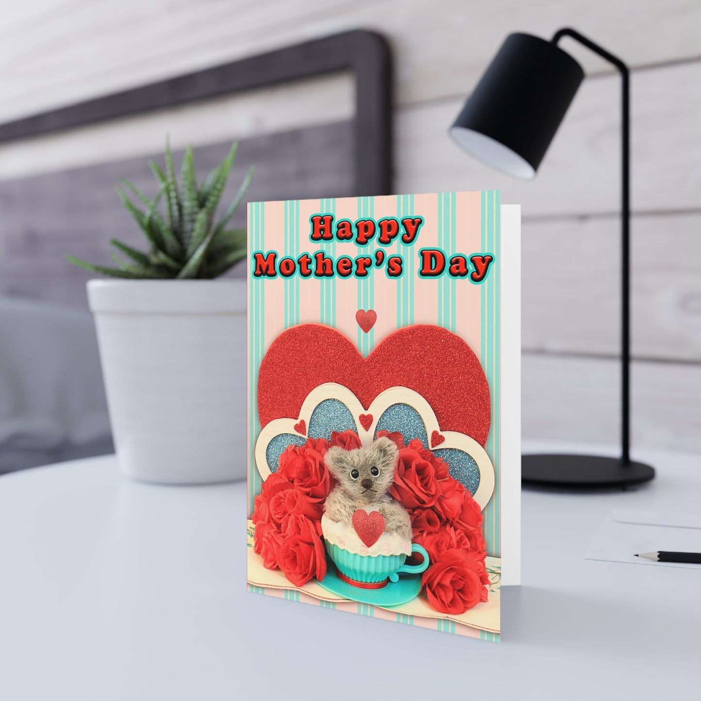 Happy Mother's Day Teddy Bear Greeting Cards, Cute Animal Cards, Birthday Wishes, Gift Cards, Kids Party Supplies