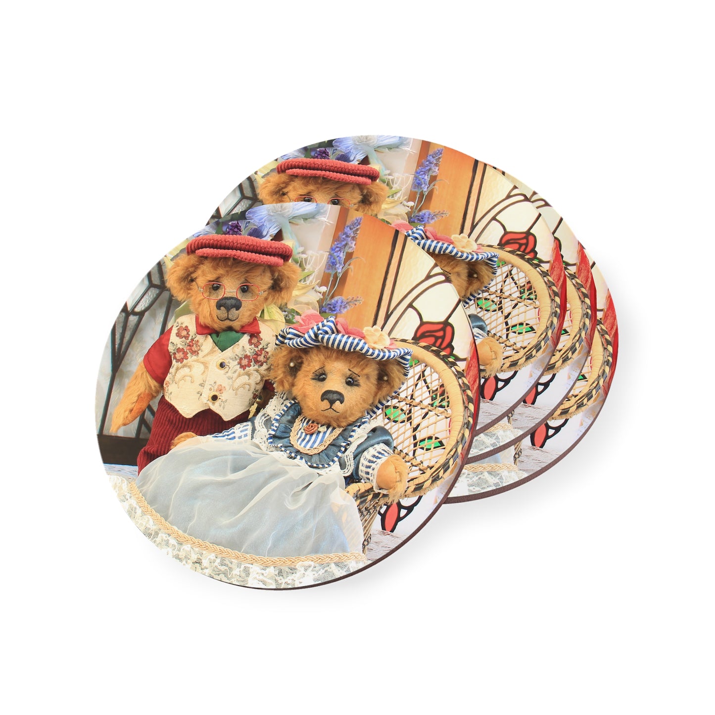 Charming Animal Coasters, Cute Bear Themed Drink Coasters, Home Bar Decor, Rustic Coaster Set, Unique Gifts for Animal Lovers