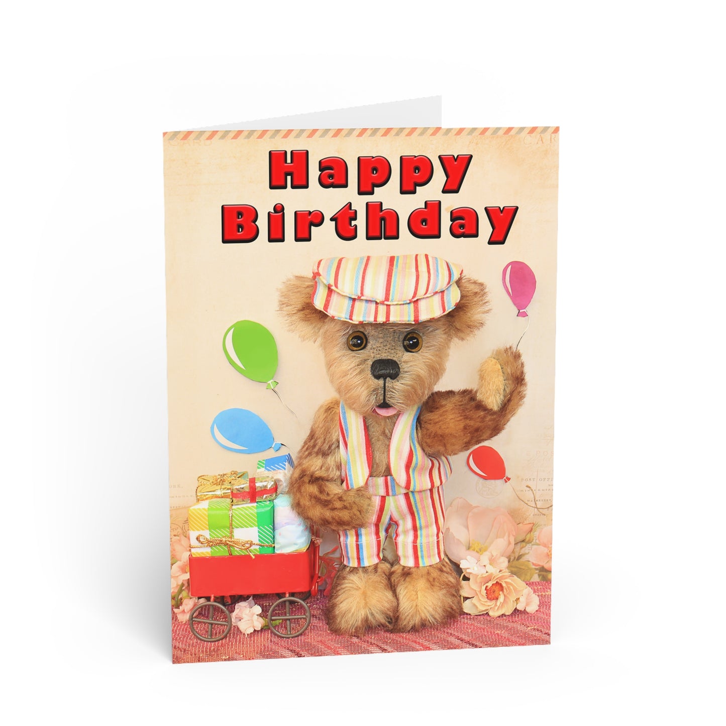 Happy Birthday Teddy Bear Greeting Cards, Cute Animal Cards, Birthday Wishes, Gift Cards, Kids Party Supplies