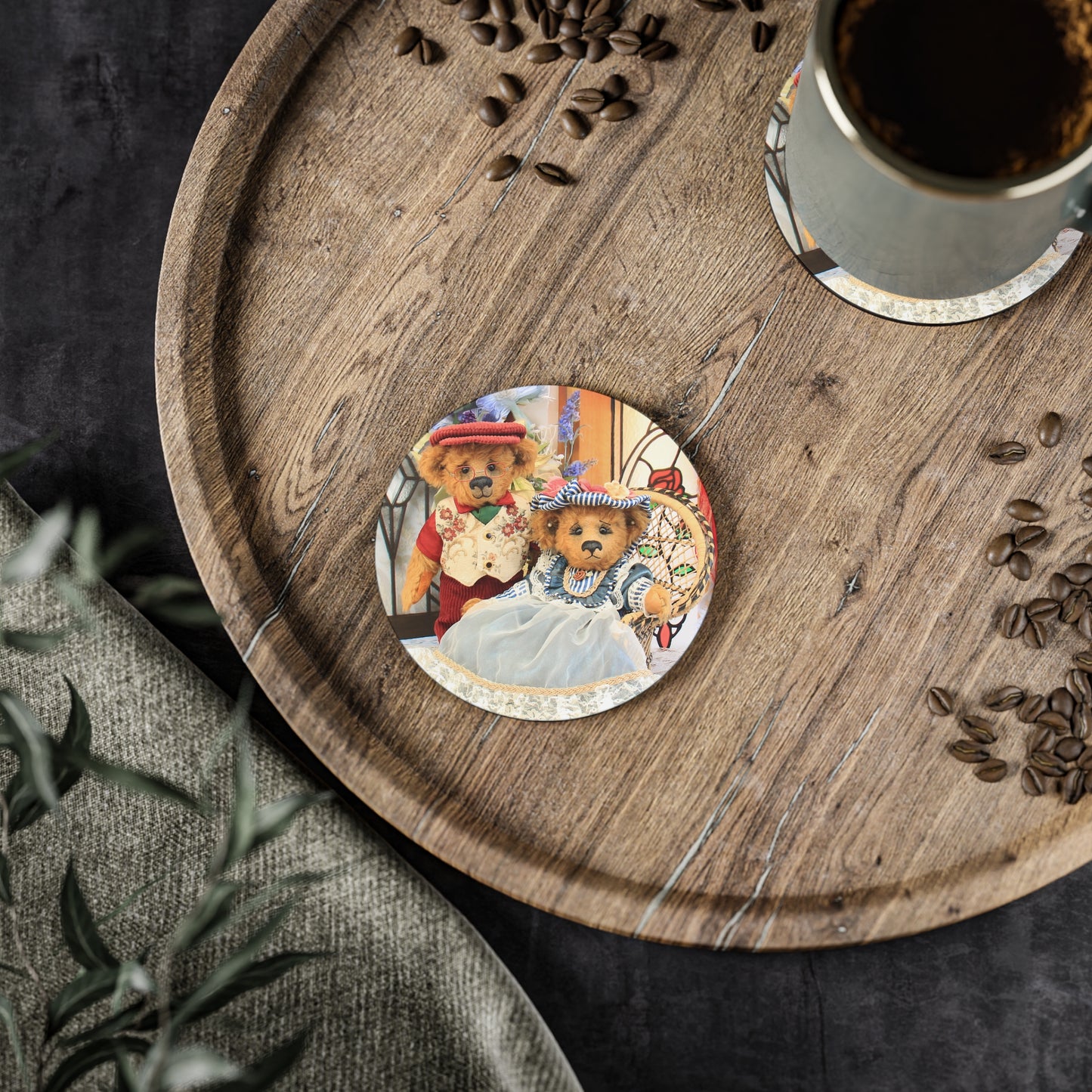 Charming Animal Coasters, Cute Bear Themed Drink Coasters, Home Bar Decor, Rustic Coaster Set, Unique Gifts for Animal Lovers