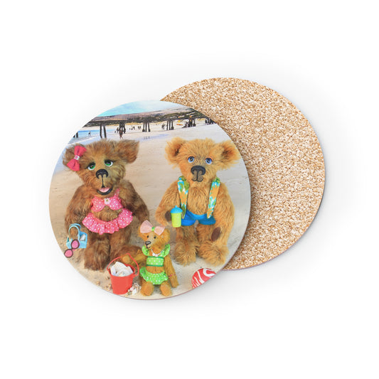 Beach-Themed Coasters with Cute Bears | Fun Gift for Summer Parties, Home Decor, Kitchen Accessories, Coaster Set, Drinkware