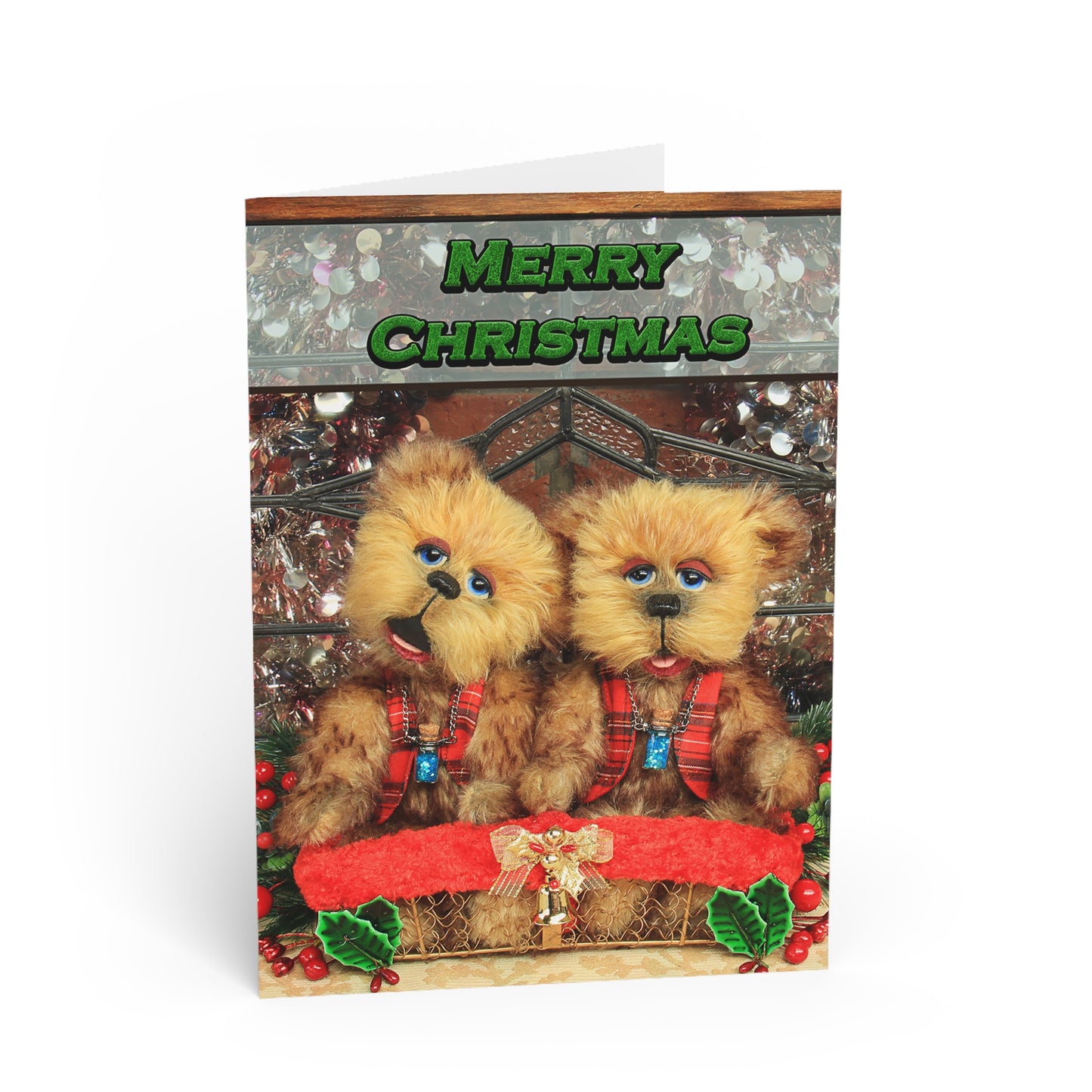 Merry Christmas Teddy Bear Greeting Cards, Cute Animal Cards, Birthday Wishes, Gift Cards, Kids Party Supplies