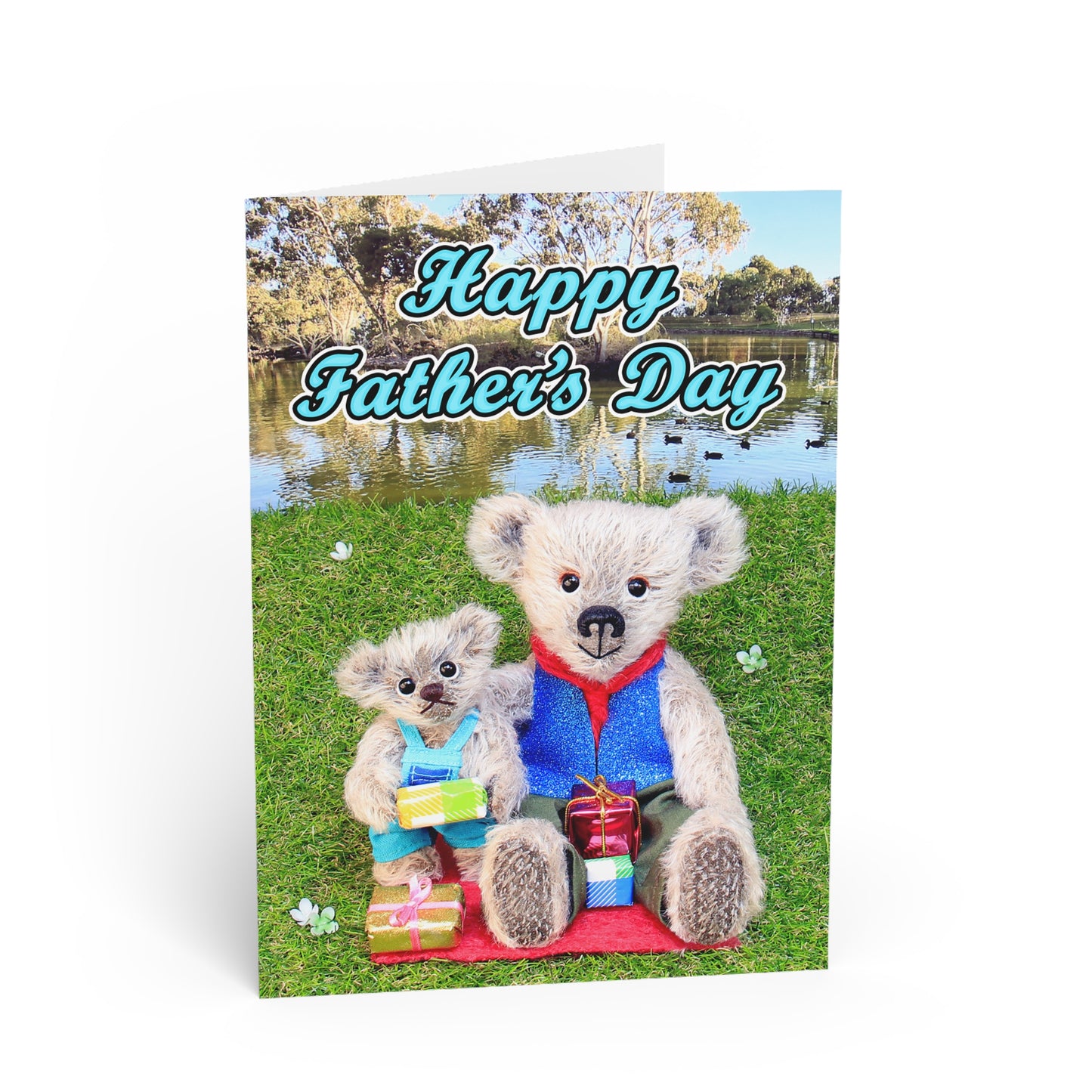 Happy Father's Day Teddy Bear Greeting Cards, Cute Animal Cards, Birthday Wishes, Gift Cards, Kids Party Supplies