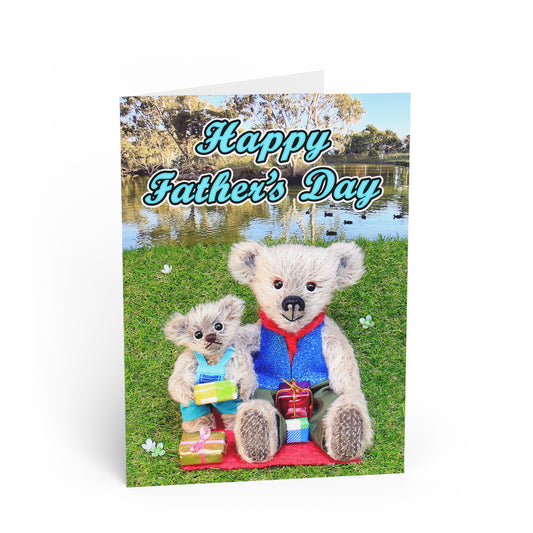 Happy Father's Day Teddy Bear Greeting Cards, Cute Animal Cards, Birthday Wishes, Gift Cards, Kids Party Supplies