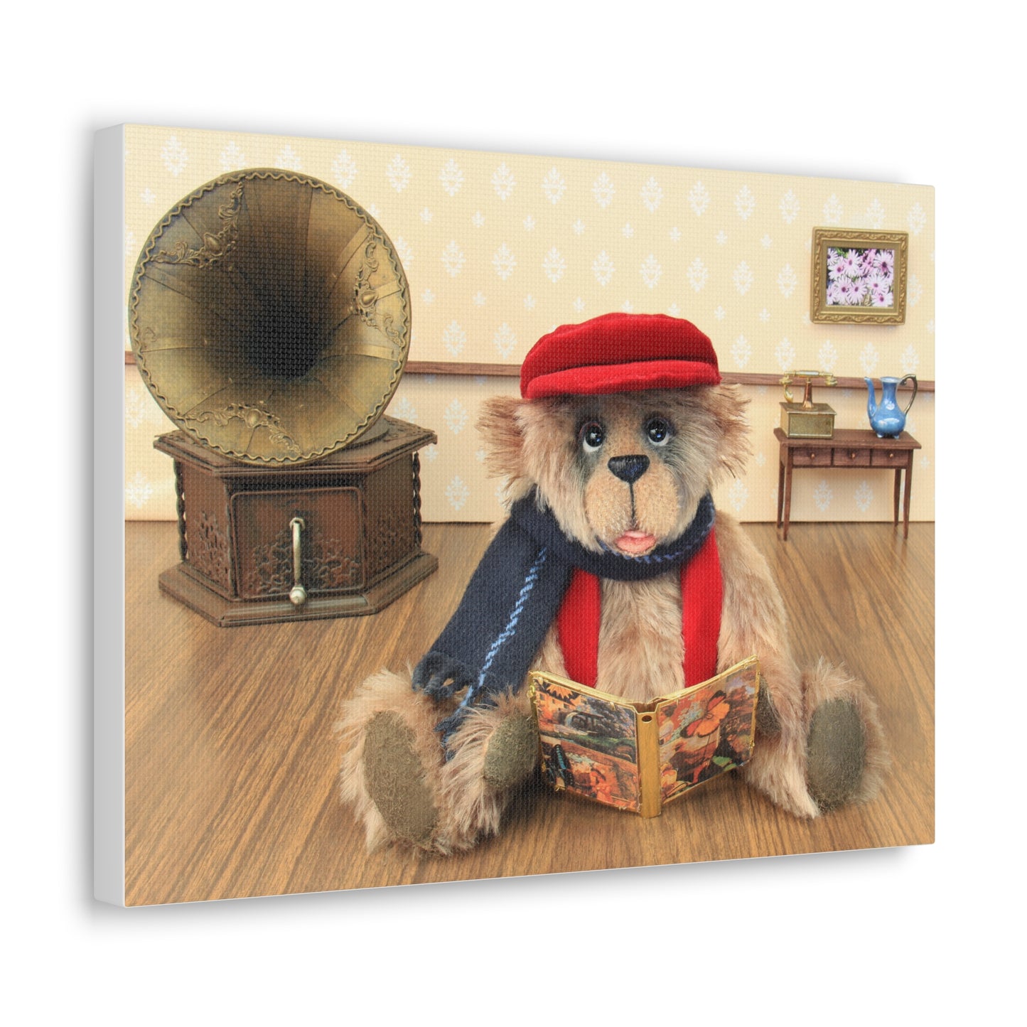 Whimsical Bear Art Canvas Print, Cute Home Decor, Summer Vibes, Child's Room Decoration, Gift for Animal Lovers