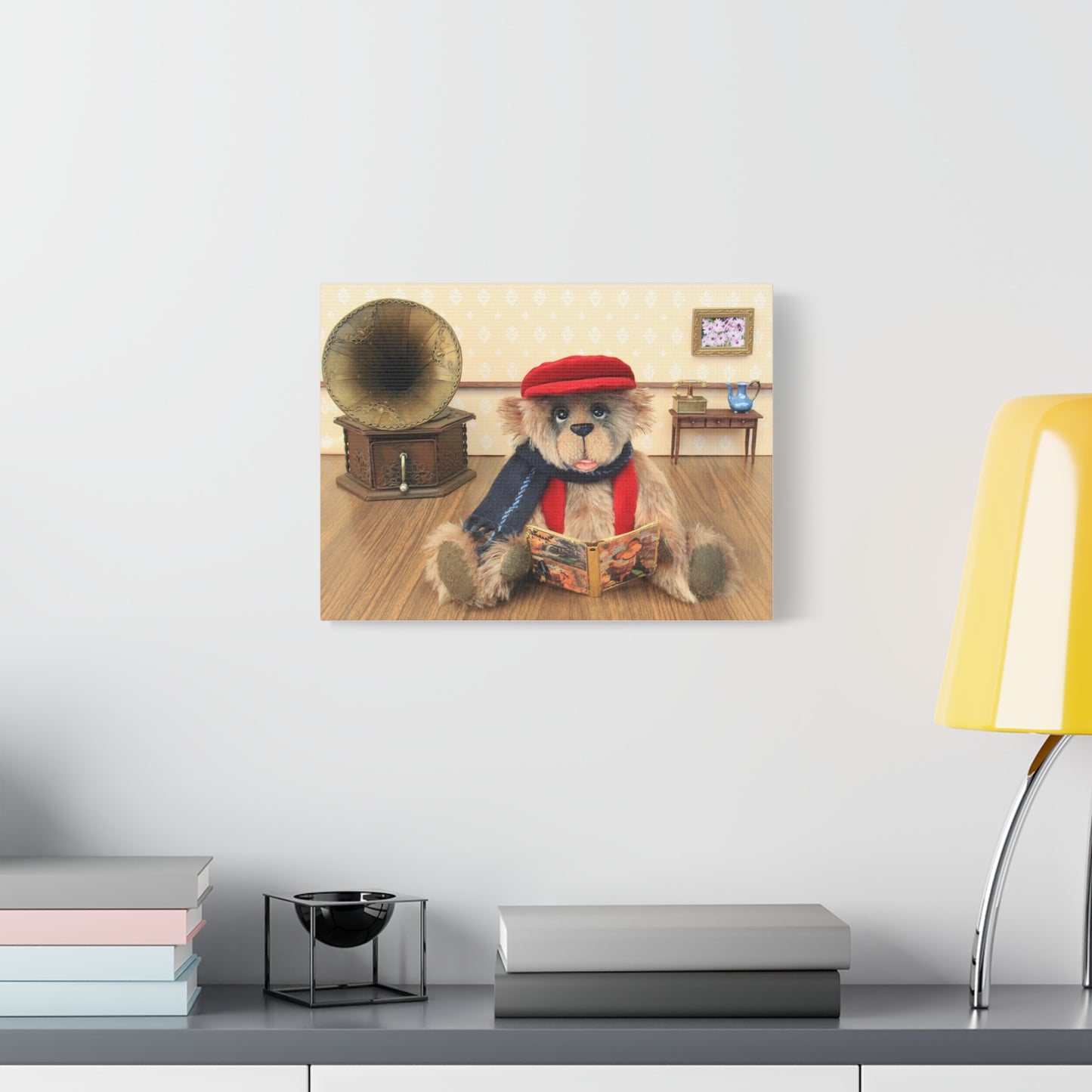 Whimsical Bear Art Canvas Print, Cute Home Decor, Summer Vibes, Child's Room Decoration, Gift for Animal Lovers