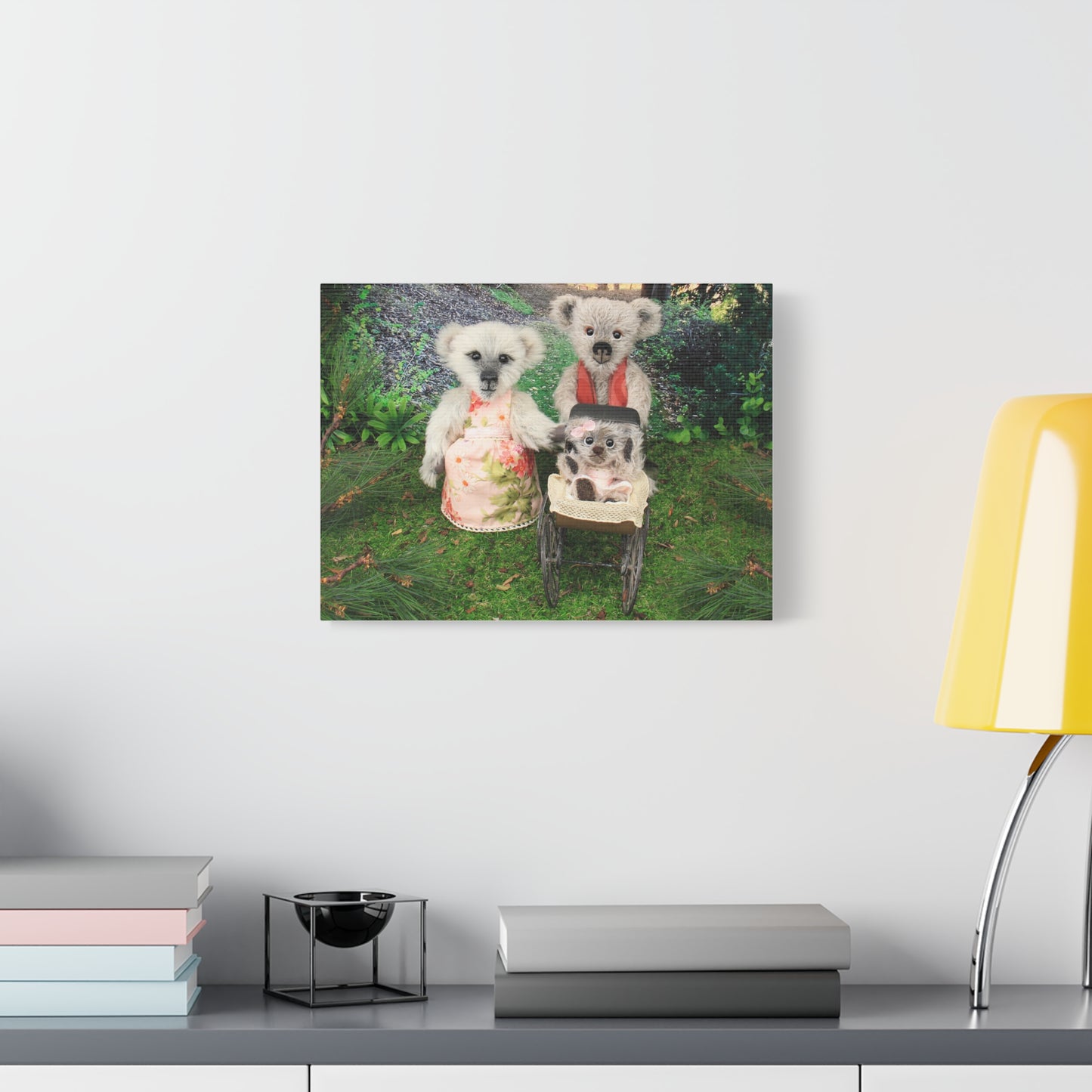 Whimsical Bear Art Canvas Print, Cute Home Decor, Summer Vibes, Child's Room Decoration, Gift for Animal Lovers