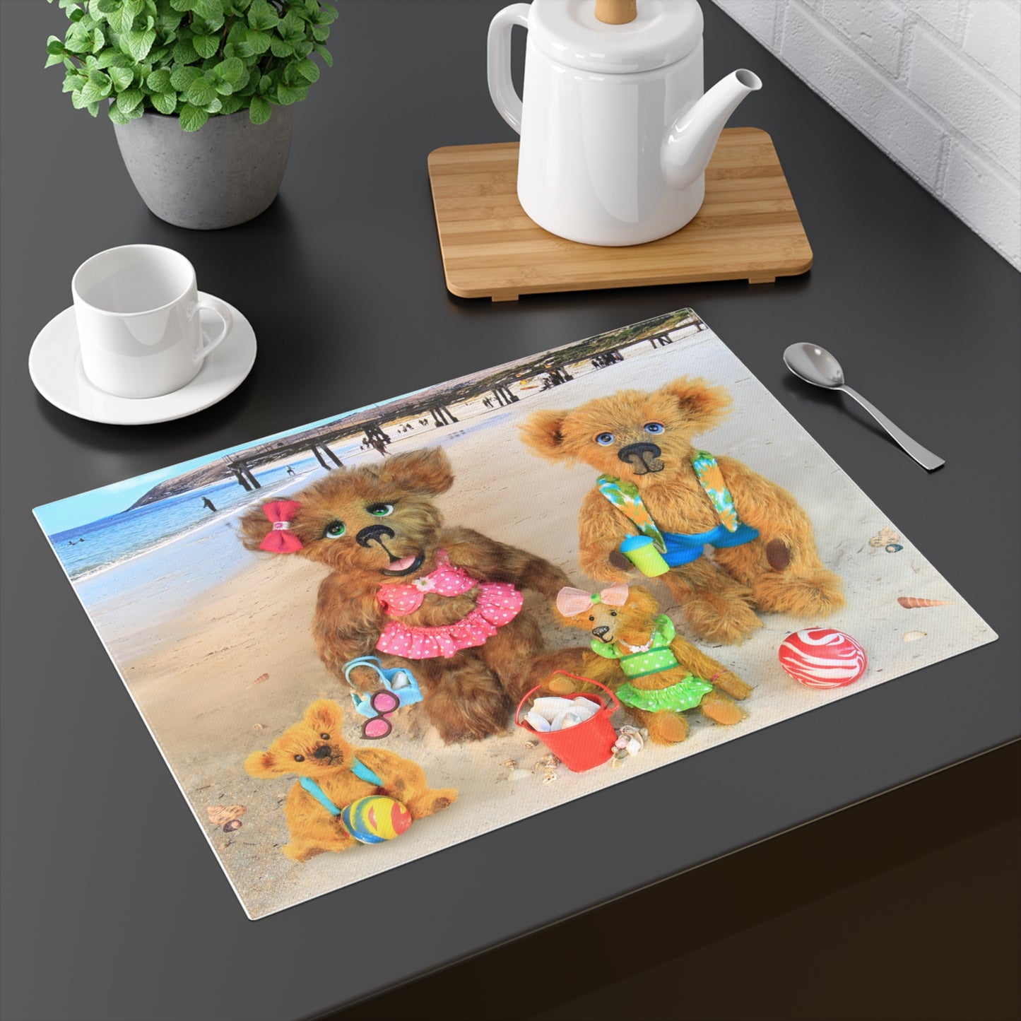 Premium Summer Bears 100% Cotton Placemat for Animal Lovers