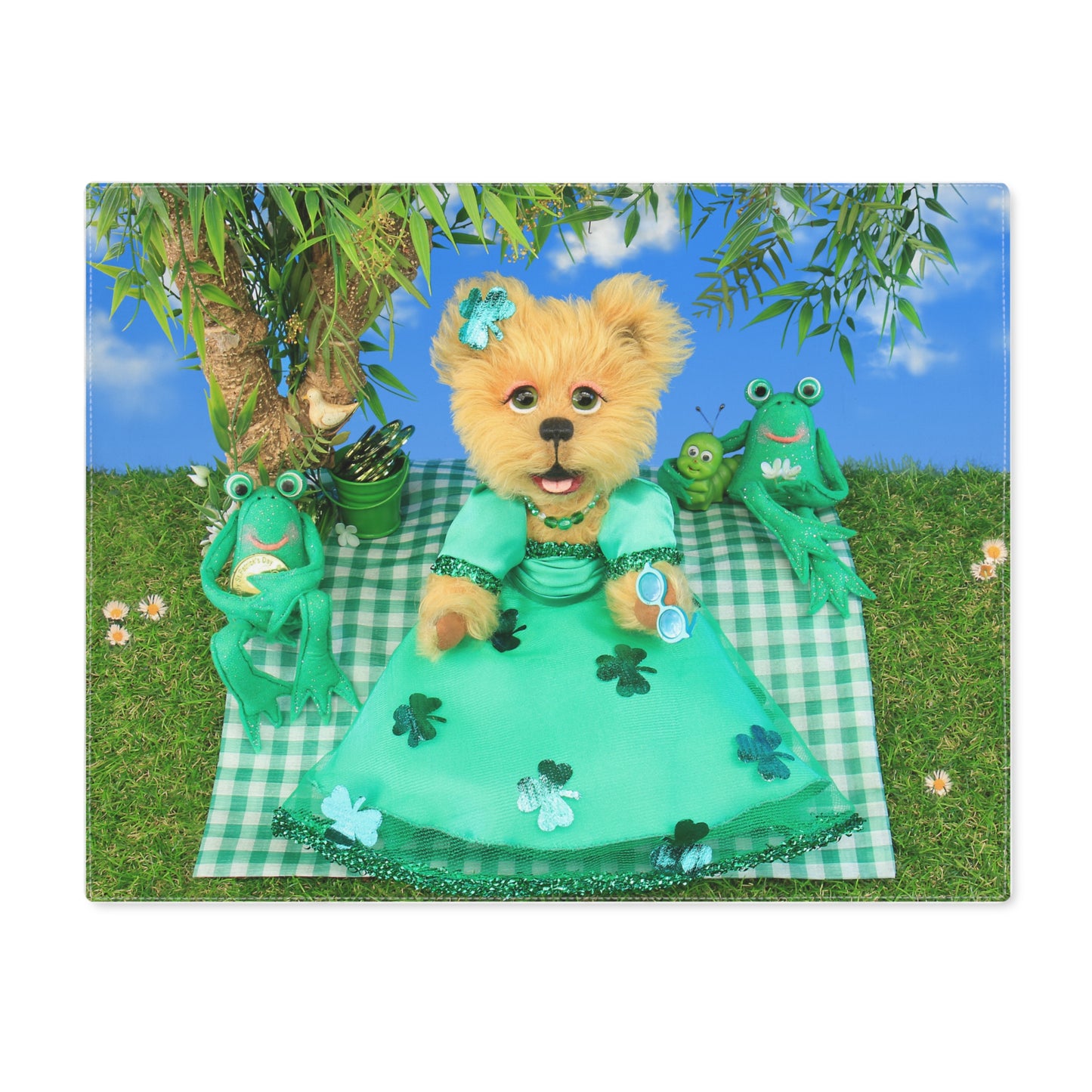 Premium Whimsical Dog 100% Cotton Placemat, Green Frog Decor, Kid's Table Setting, Fun Dining Experience, Spring Parties, Pet Lover Gift