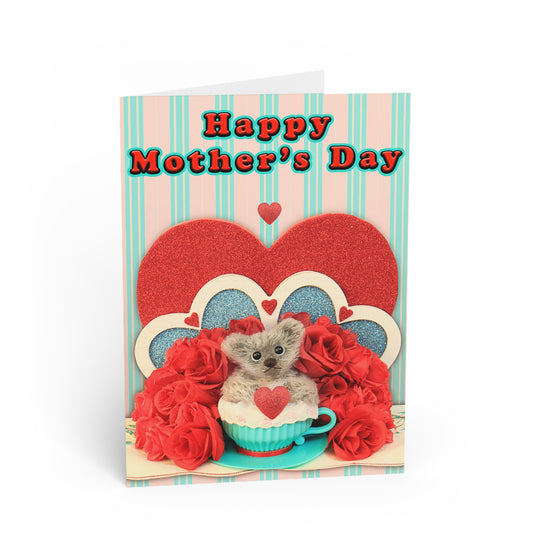 Happy Mother's Day Teddy Bear Greeting Cards, Cute Animal Cards, Birthday Wishes, Gift Cards, Kids Party Supplies