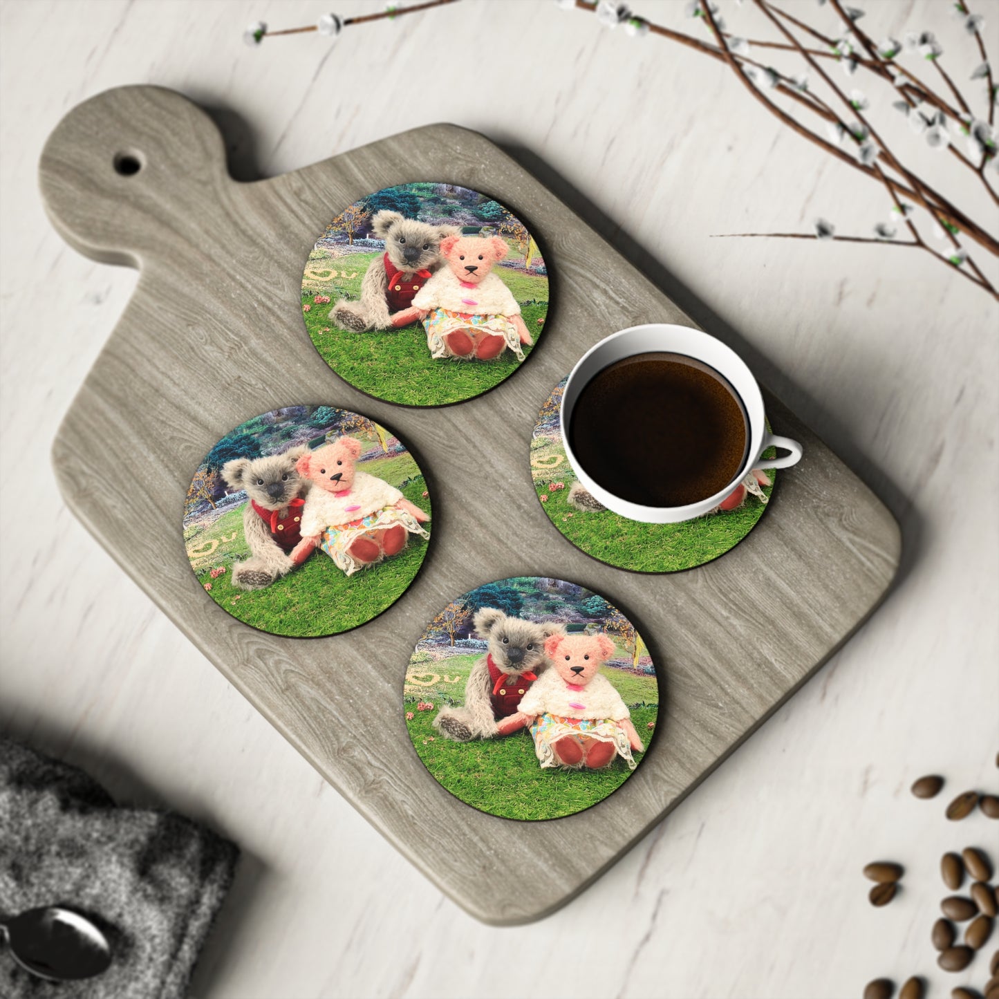 Adorable Animal Coasters | Cute Koala & Teddy Bear Design | Perfect for Gifts, Home Decor, Party Favor, Kids Room, and Collectors
